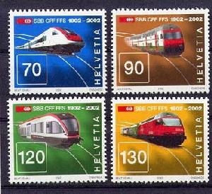 Suisse - 4 timbres 100 ans des CFF - SF_t072