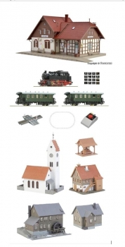 Coffret de démarrage Roco avec gare Vollmer et village Faller - Set village alpin